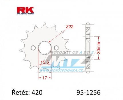 Koleko etzov (pastorek) 1256-13zub RK - Honda CR80+CR85 / 86-07 + CRF50F+CRF70F / 04-20 + XR50+XR70