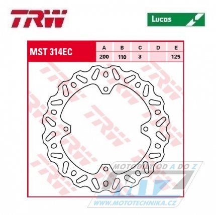Kotou brzdov TRW MST314EC (200/110/4D) - KTM SX85 / 03-10+SX105 / 04-10